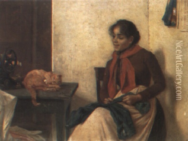 The Seamstress Oil Painting - Vittorio Guaccimanni