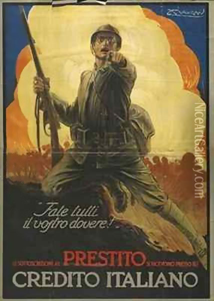 Italian advertisement for war bonds Oil Painting - Mario Borgoni