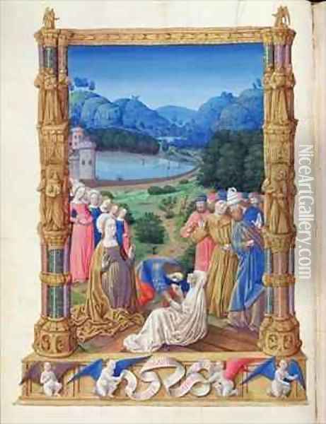 The Discovery of the Holy Cross from the Tres Riches Heures du Duc de Berry Oil Painting - Jean Colombe