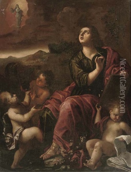 Saint John The Evangelist Oil Painting - Cesare Fracanzano