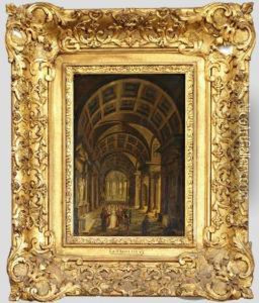 Scene De Mariage Dans Une Eglise Oil Painting - Christian Stocklin