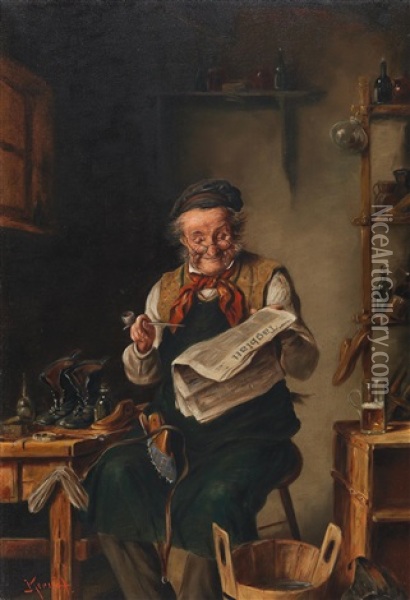 The Cobblers Oil Painting - Hermann Kern