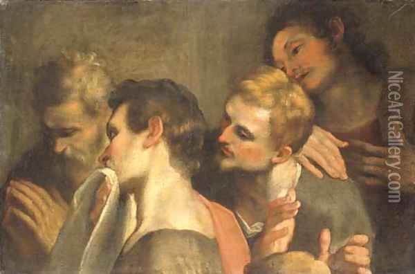 The heads of four disciples at the Last Supper Oil Painting - Federico Fiori Barocci