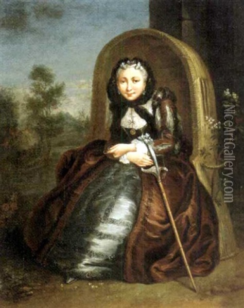 Portrait De Marie-catherine Botet (?), Ou La Jeunesse Sous Les Habillements De La Decrepitude Oil Painting - Charles-Antoine Coypel