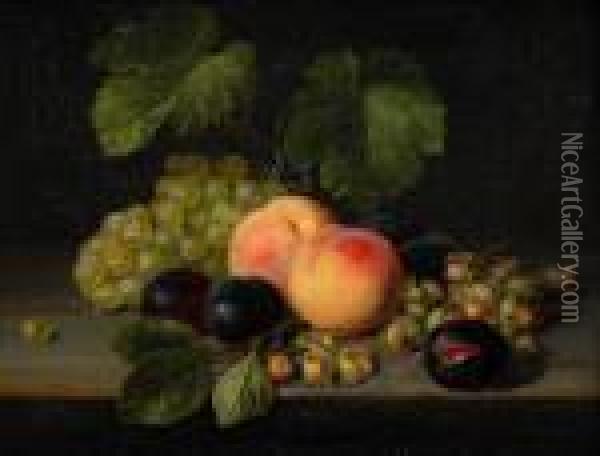 Stilleben Med Persikor Oil Painting - Emil C. Unlitz