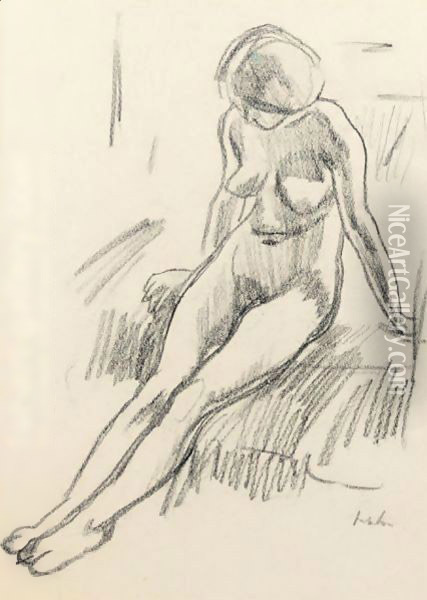 A Female Nude Oil Painting - Samuel John Peploe