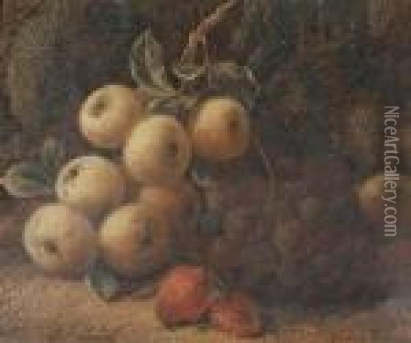 Still Life Of Apples, Grapes And Strawberries Oil Painting - George Clare