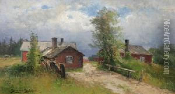 Hallandsk Gardsvy Oil Painting - Severin Nilson