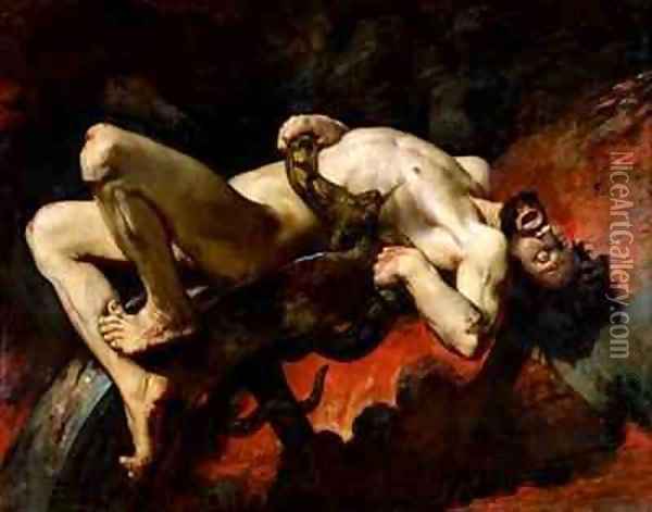 Ixion Thrown into Hades Oil Painting - Jules-Elie Delaunay
