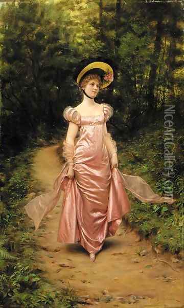 The Afternoon Stroll Oil Painting - Charles Joseph Frederick Soulacroix