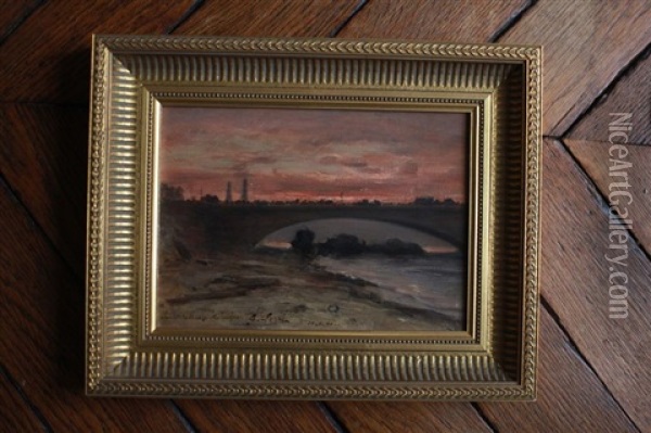 Pont De Paris Au Crepuscule Oil Painting - Gabriel Loppe