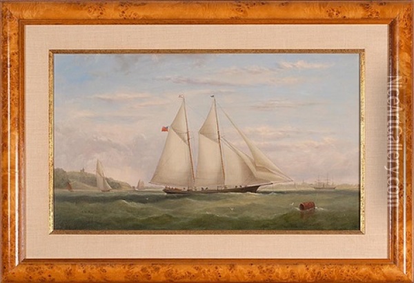 An American Schooner Off Of Ryde, Isle Of Wight Oil Painting - Arthur Wellington Fowles