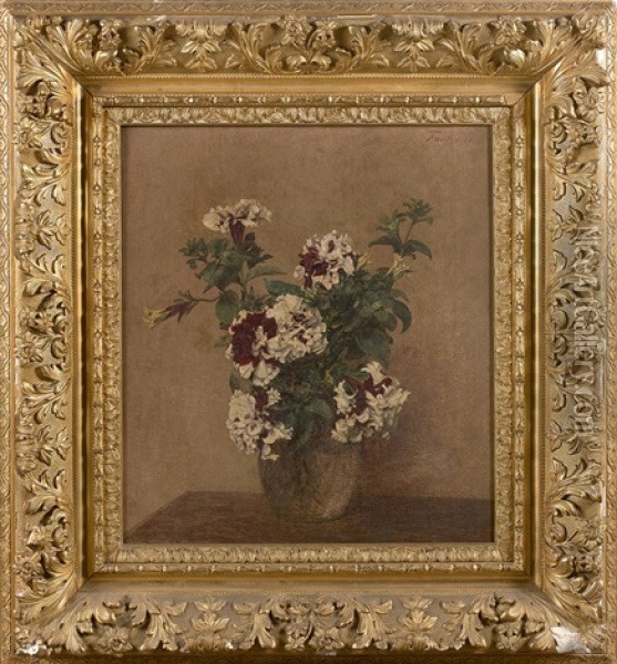 Bouquet De Petunias Doubles Oil Painting - Henri Fantin-Latour