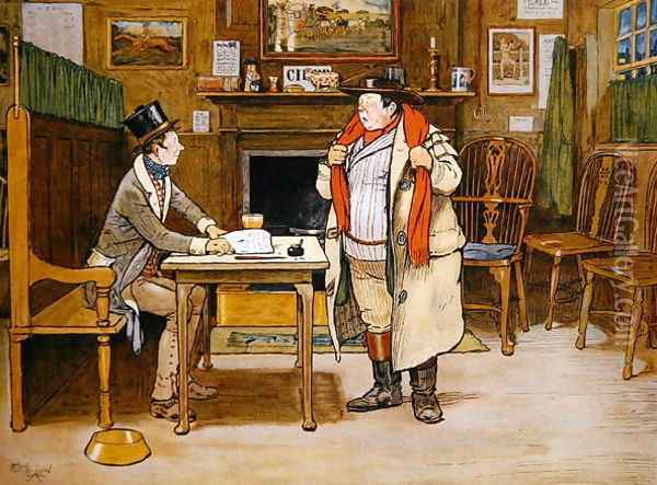 The Two Wellers at the Blue Boar Oil Painting - Cecil Charles Aldin