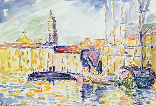 The Harbour at St. Tropez, c.1905 Oil Painting - Paul Signac