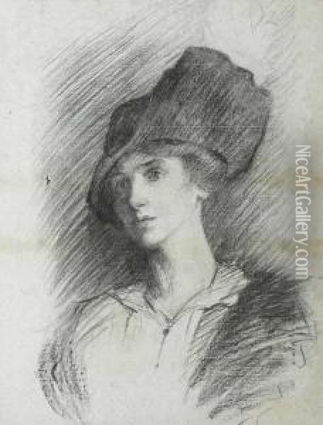 Portrait Of A Lady With A Hat Oil Painting - Sarah Henrietta Purser