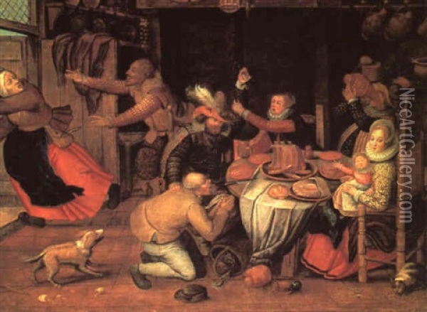 Plundernde Soldaten In Einer Bauernstube Oil Painting - Pieter Bruegel the Elder