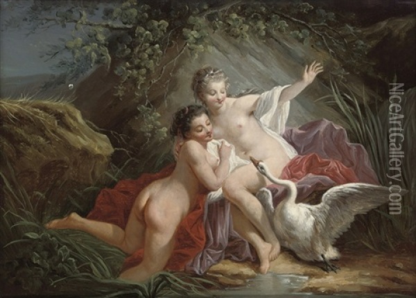 Leda And The Swan Oil Painting - Jean Baptiste Huet