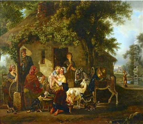 L'heureuse Famille Oil Painting - Jean-Louis Demarne