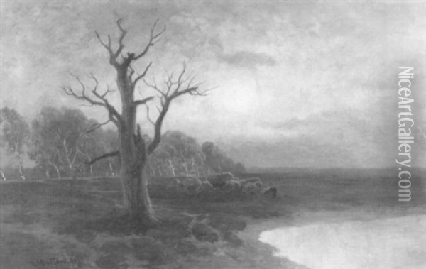 Moorlandschaft Bei Mondschein Oil Painting - Heinrich Deiters