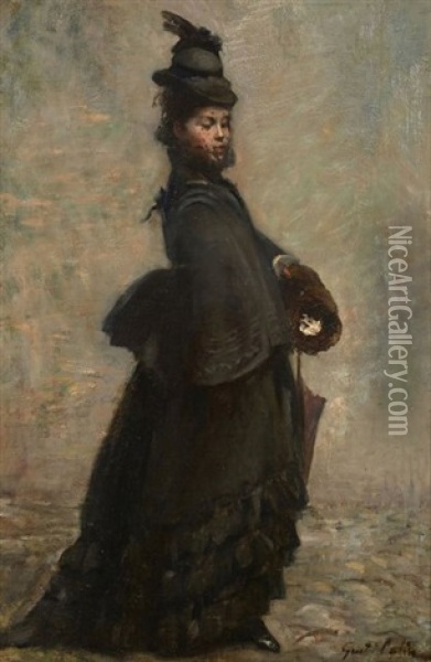 Elegante Au Manchon Oil Painting - Gustave Henri Colin