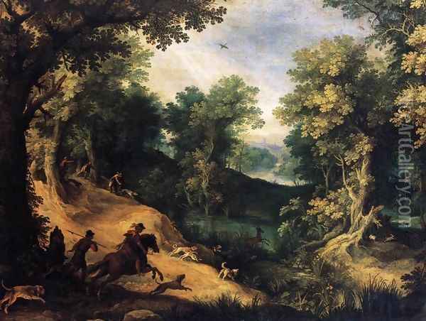 The Stag Hunt Oil Painting - Paul Bril