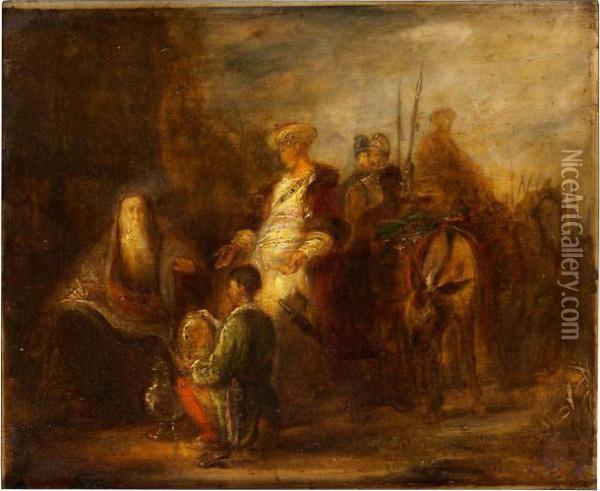 Elisha Och Naaman Oil Painting - Rembrandt Van Rijn