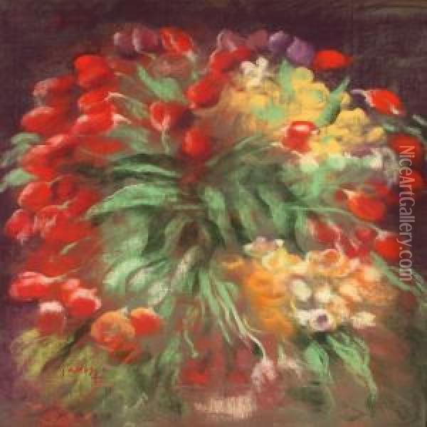 Tulips Oil Painting - Edvard Anders Saltoft