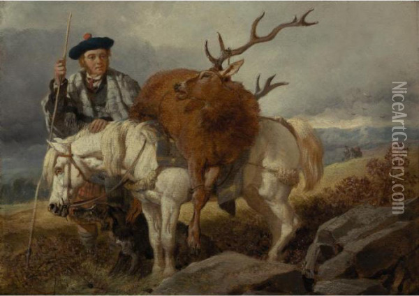 Stalking In The Highlands Oil Painting - John Frederick Herring Snr