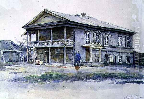 Surikov's House at Krasnoyarsk, 1890-91 Oil Painting - Vasilij Ivanovic Surikov
