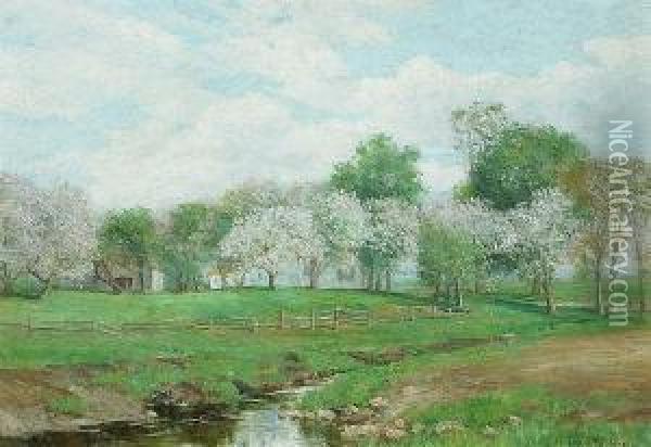 An Orchard In Bloom Oil Painting - Olive Parker Black