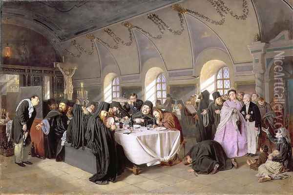 The Refectory, 1865-76 Oil Painting - Vasily Perov