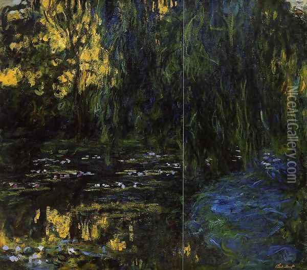 Weeping Willow and Water-Lily Pond (detail) Oil Painting - Claude Oscar Monet