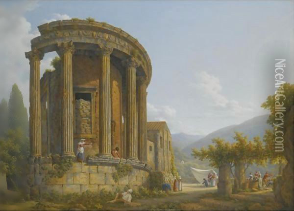 Tivoli, A View Of The Temple Of The Sibyl Oil Painting - Abraham Louis Rudolph Ducros
