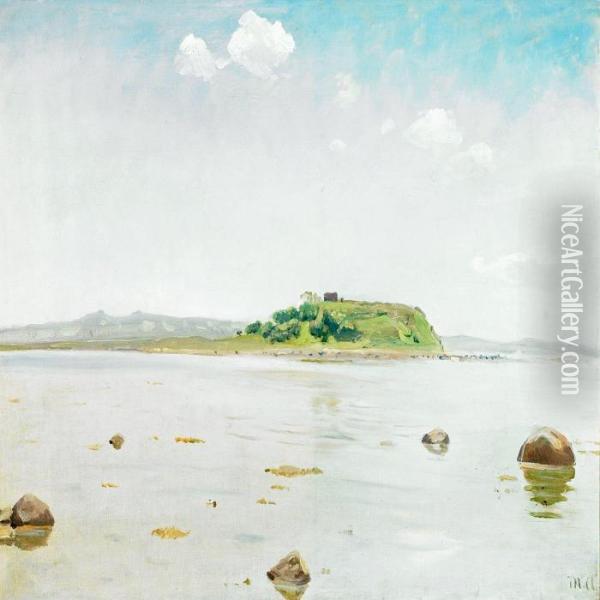 A View Towards The Ruins Of Kaloe Castle Oil Painting - Michael Ancher
