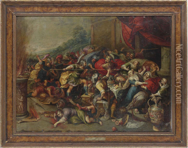 Phineas Interrupting The Wedding Of Perseus And Andromeda Oil Painting - Frans II Francken