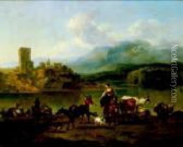 Paesaggio Con Viandanti Oil Painting - Nicolaes Berchem