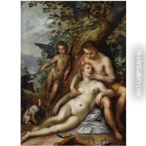 Venus And Adonis Oil Painting - Hendrik Goltzius