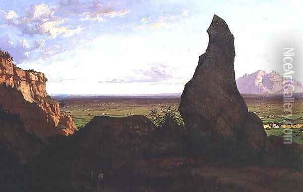 Landscape with a Prominent Rock Oil Painting - Luis Rigalt