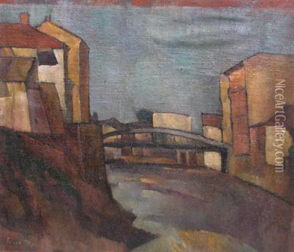 Landscape With Bridge Oil Painting - Tasso Marchini