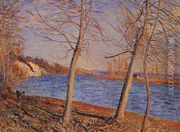 Riverbank at Veneux Oil Painting - Alfred Sisley