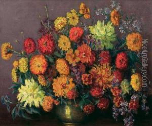 Flowers In A Vase Oil Painting - Alta West Salisbury