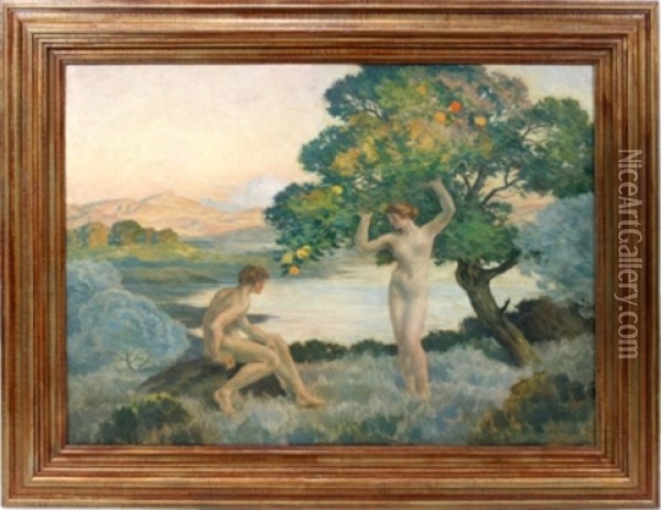 Baigneuses Du Bord De Mer Oil Painting - Emile Rene Menard