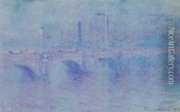 Waterloo Bridge, Effet De Brouillard Oil Painting - Claude Monet