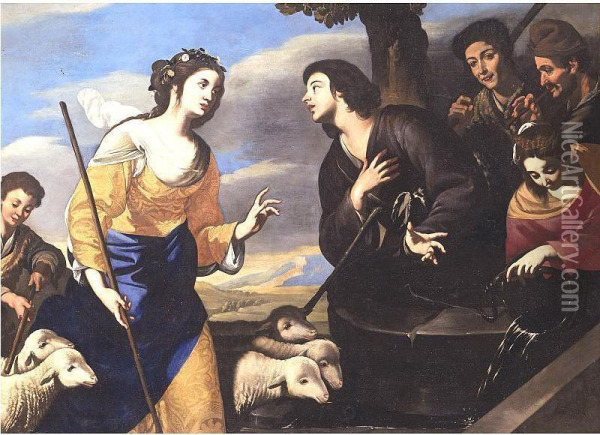 Moses And The Daughters Of Jethro Oil Painting - Giuseppe Marullo