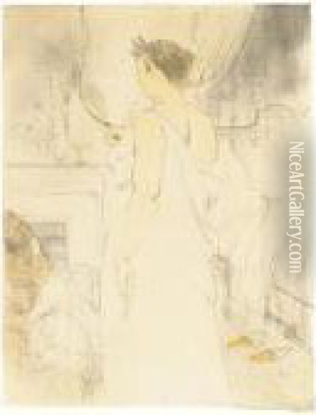 Femme A La Glace, La Glace A Main (d. 185; A. 206; W. 161; Adr. 177) Oil Painting - Henri De Toulouse-Lautrec
