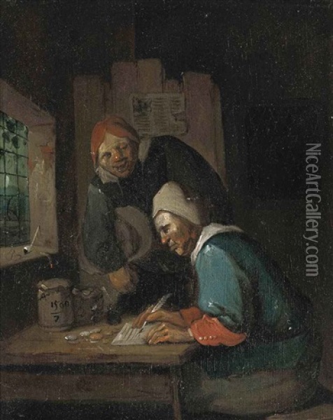 The Money Lender Oil Painting - Egbert van Heemskerck the Elder