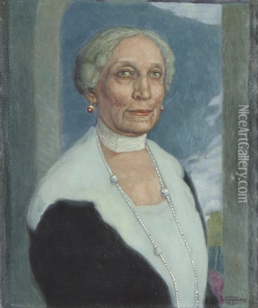 Brustbildnis Frau Christine Moser Von Filseck Oil Painting - Karl Schmoll Von Eisenwerth