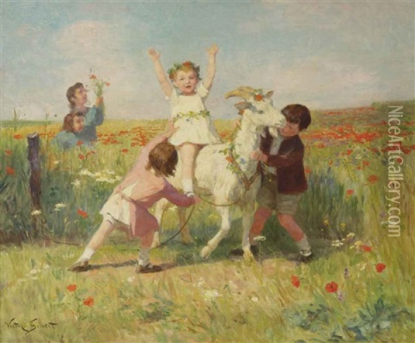 Playing Children Oil Painting - Victor Gabriel Gilbert