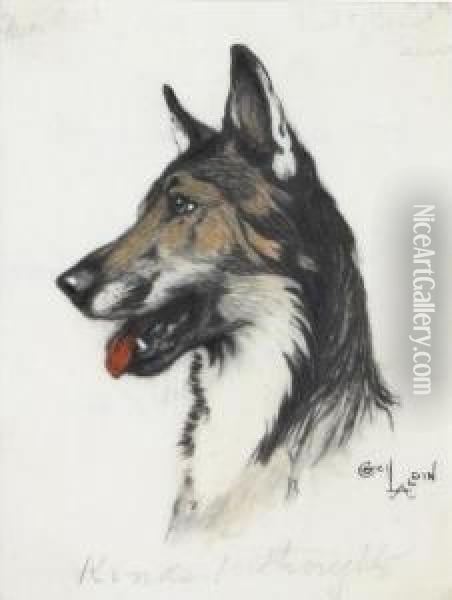 Study Of An Alsatian Oil Painting - Cecil Charles Aldin